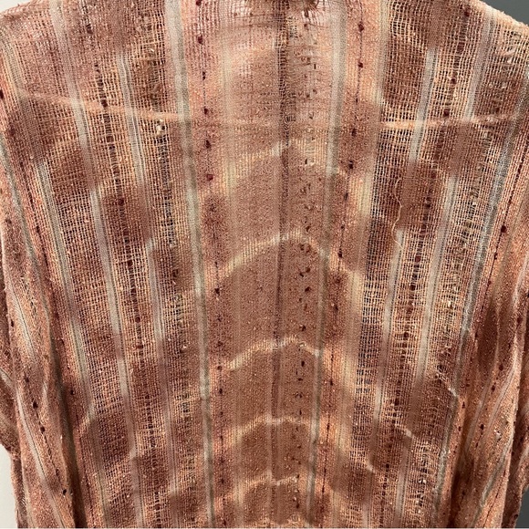 Free People Bronze Tie Dye Shimmer Crochet Kimono Maxi Kaftan Duster Coverup - Picture 8 of 16